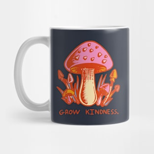 "Grow Kindness" Cute Vintage Mushroom - Dark Retro Version Mug